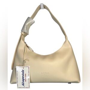 Aeropostale Faux Leather Bone Mini Hobo Bag NWT